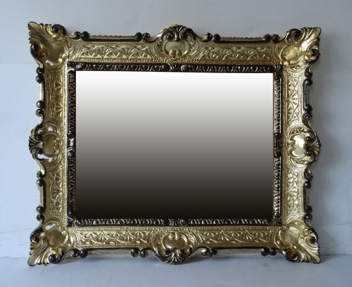 Miroir mural noir repro - or,