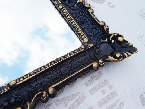 Miroir mural noir repro - or,