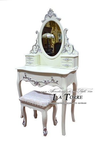 Coiffeuse miroir pouf style - coiffeuse,